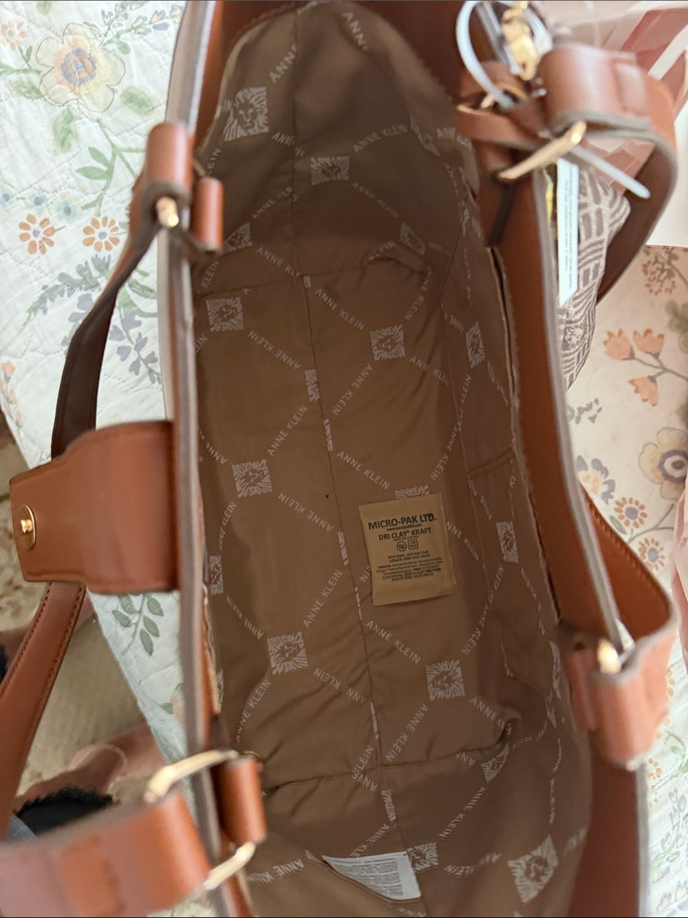 Anne Klein Brown Tote Bag with Gold Hardware - Picture 7 of 9